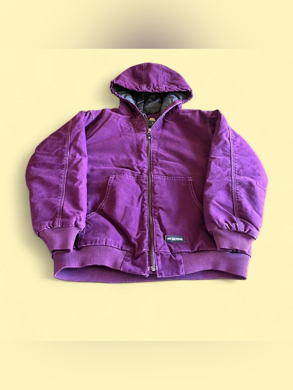 Vintage Berne Canvas Hooded Work Jacket Purple Youth L 14-16